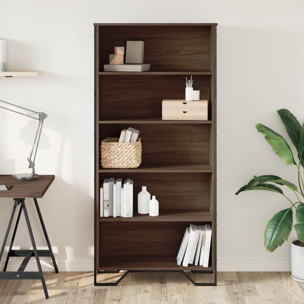 Bookcase, brown oak, 80x31x169 cm, processed wood