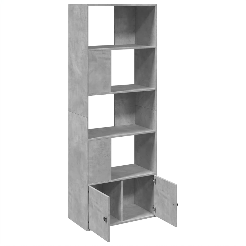 Bookcase, concrete gray, 70x36x189 cm, composite wood