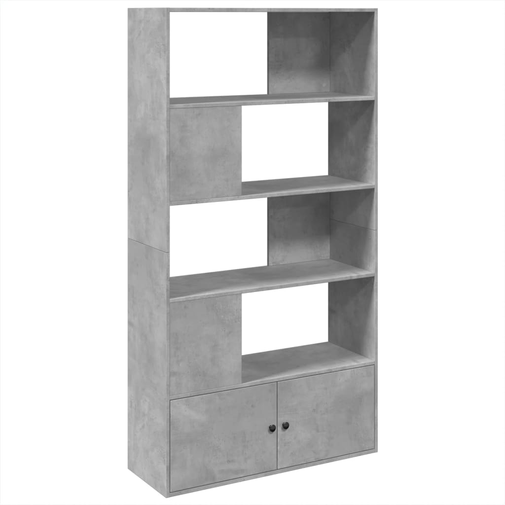 Bookcase, concrete grey, 100x36x189 cm, processed wood