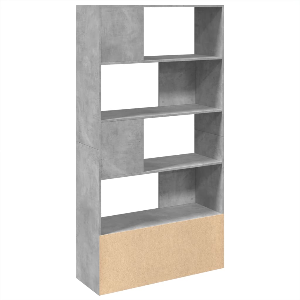 Bookcase, concrete grey, 100x36x189 cm, processed wood