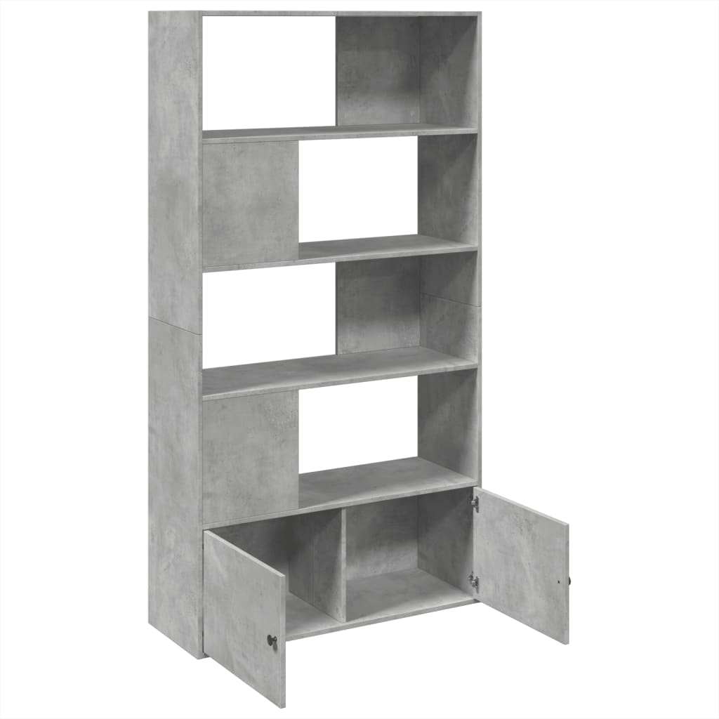 Bookcase, concrete grey, 100x36x189 cm, processed wood