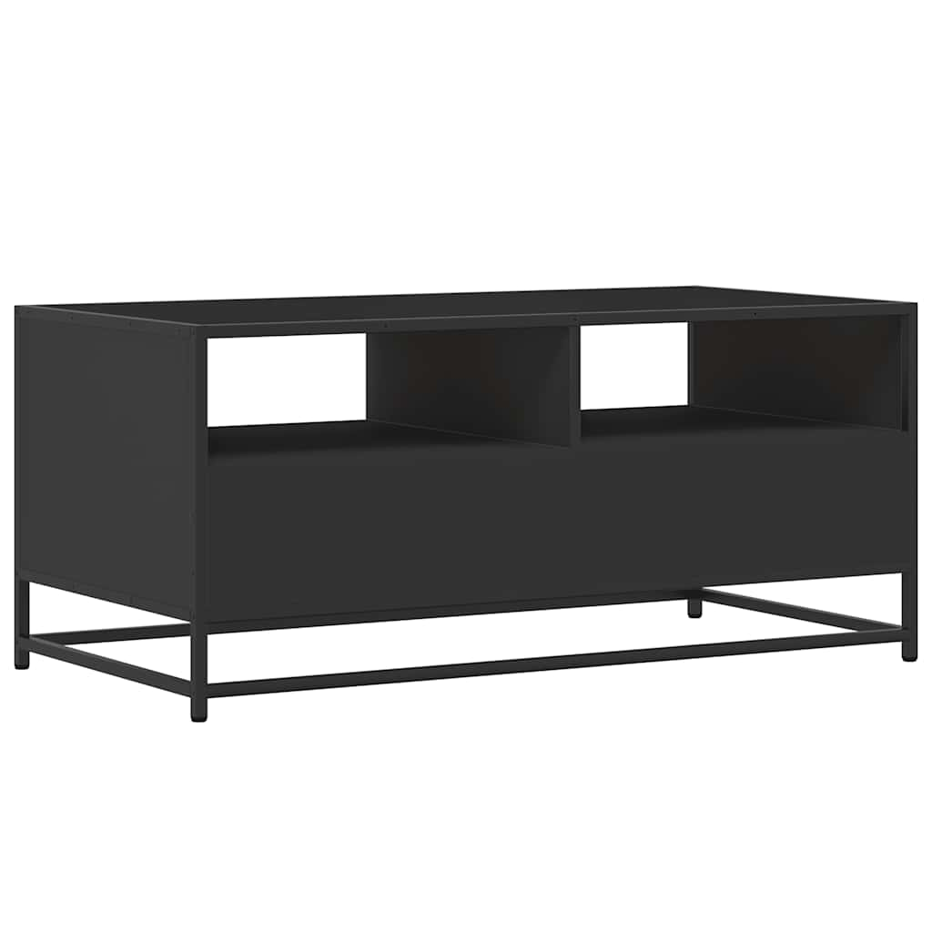 Coffee table, black, 100x50x45 cm, processed wood and metal