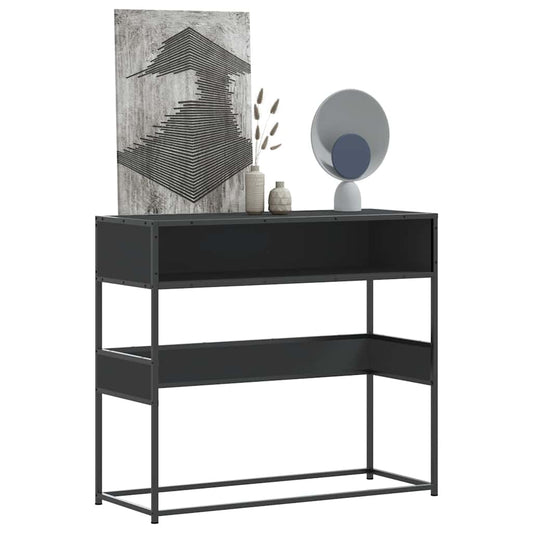 Console table, black, 90x35x80 cm, processed wood