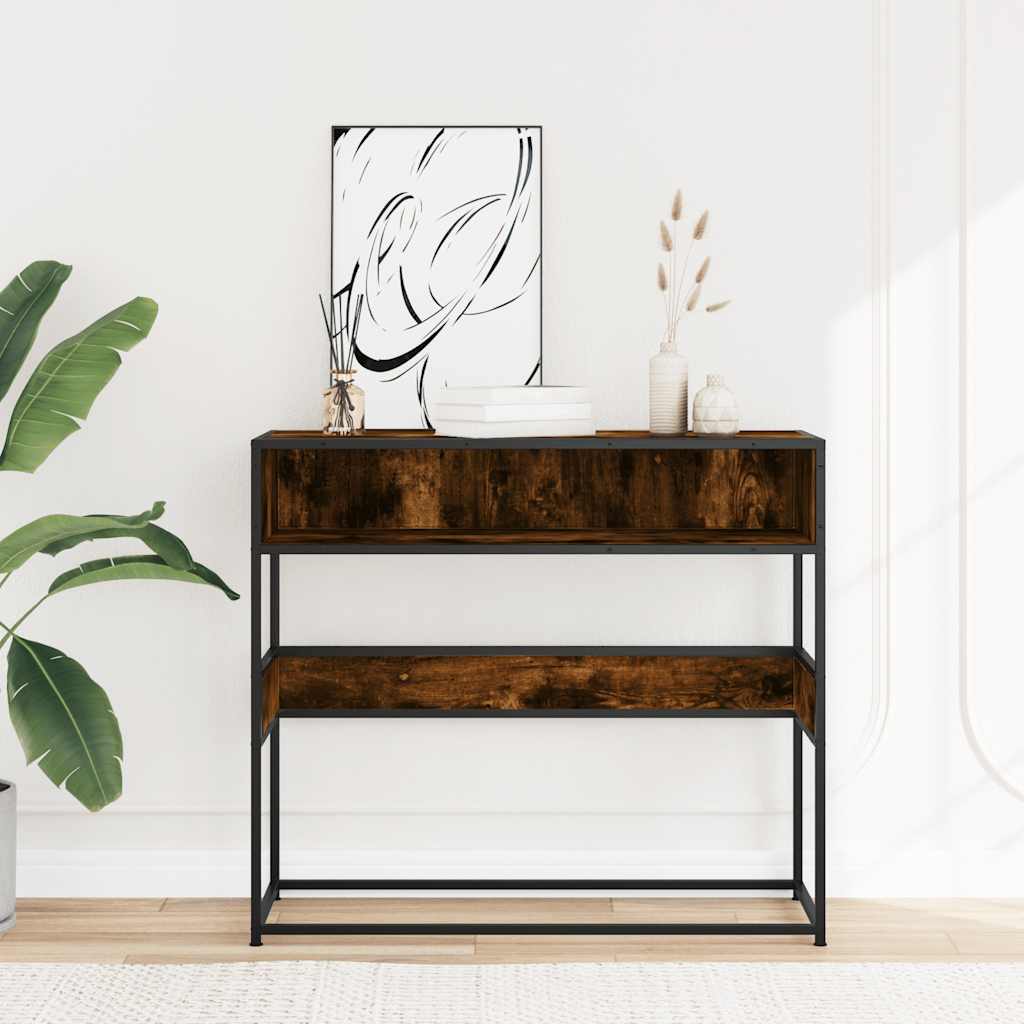 Console table, smoked oak, 90x35x80 cm, processed wood