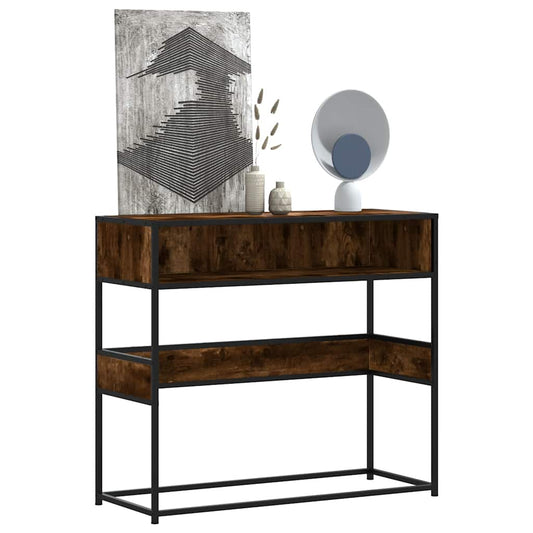 Console table, smoked oak, 90x35x80 cm, processed wood