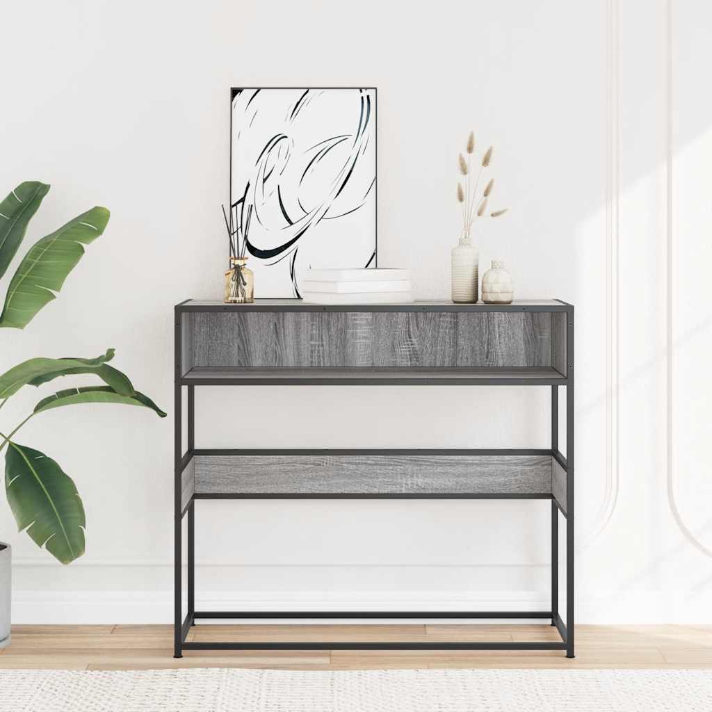 Console table, sonoma grey, 90x35x80 cm, processed wood