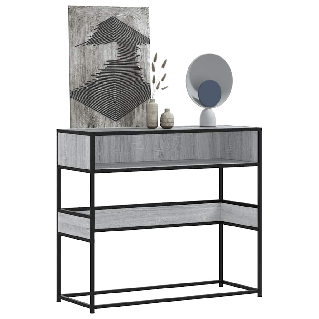 Console table, sonoma grey, 90x35x80 cm, processed wood