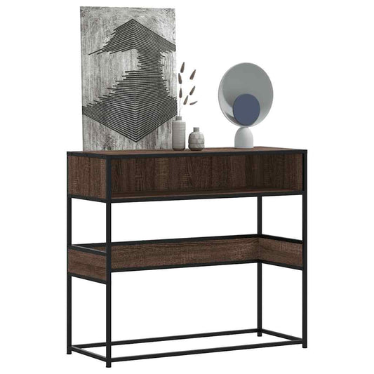 Console table, brown oak, 90x35x80 cm, processed wood