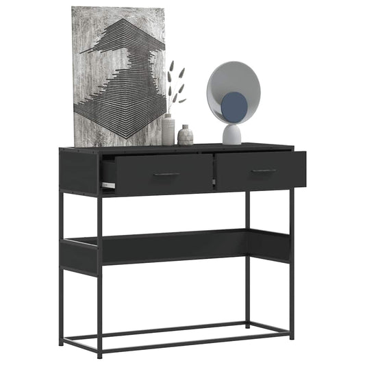 Console table, black, 90x35x80 cm, processed wood