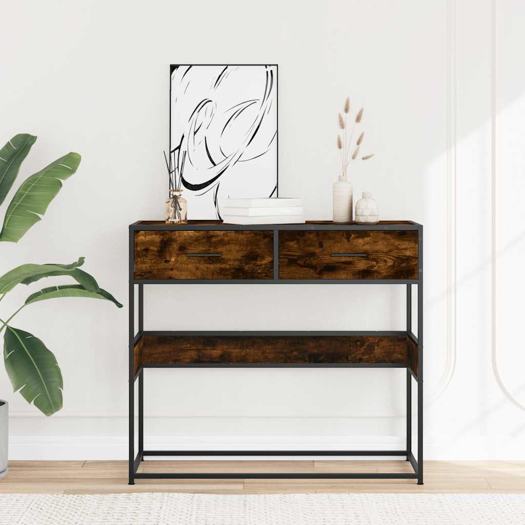 Console table, smoked oak, 90x35x80 cm, processed wood