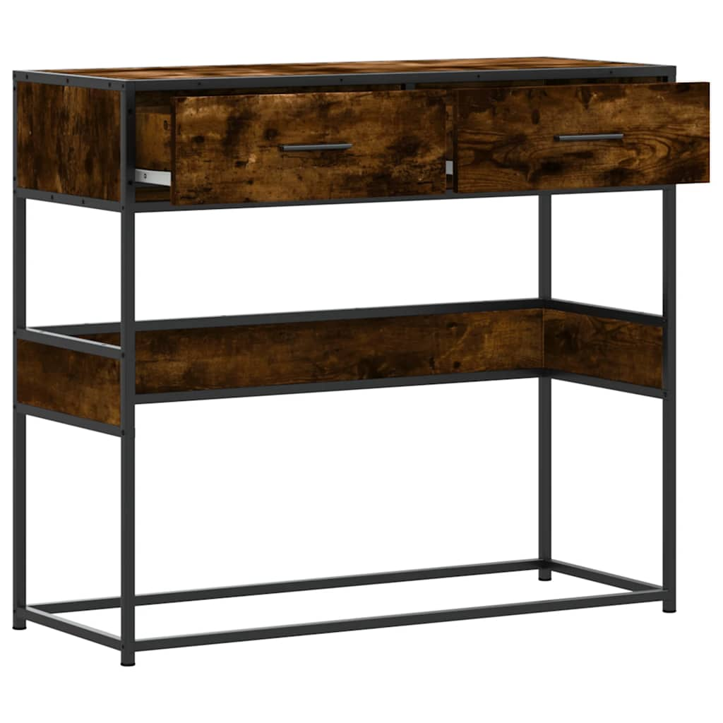 Console table, smoked oak, 90x35x80 cm, processed wood