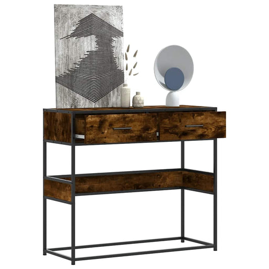 Console table, smoked oak, 90x35x80 cm, processed wood