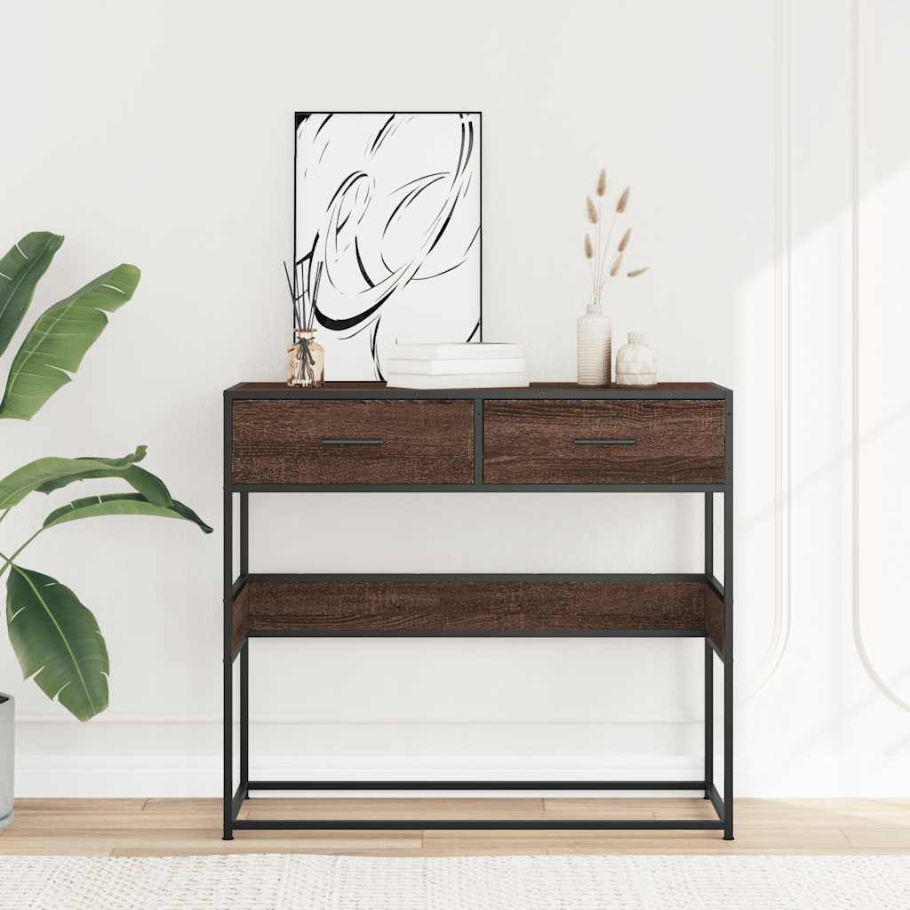 Console table, brown oak, 90x35x80 cm, processed wood