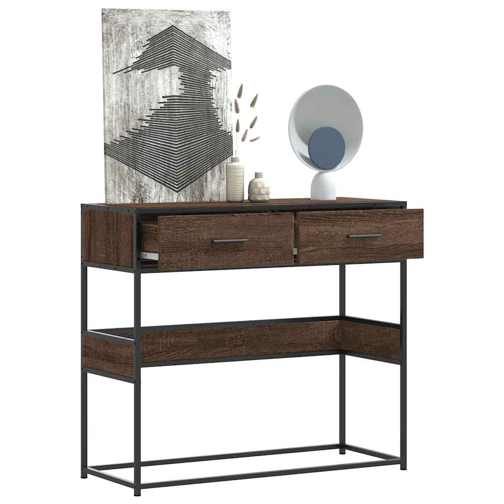 Console table, brown oak, 90x35x80 cm, processed wood