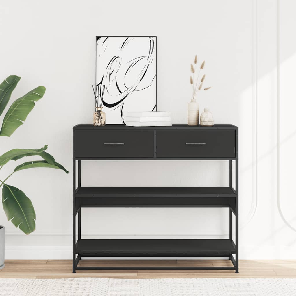 Console table, black, 90x35x80 cm, processed wood