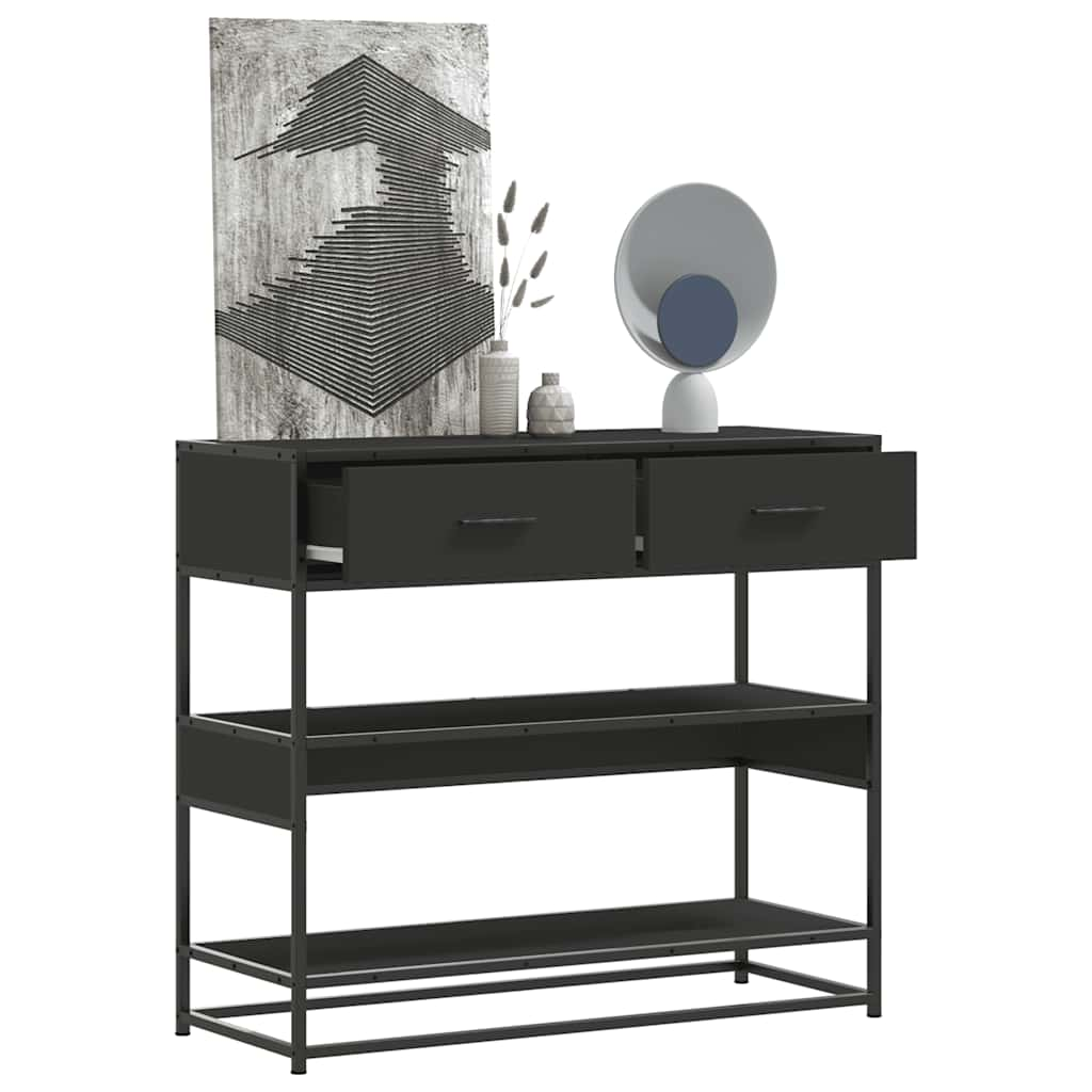 Console table, black, 90x35x80 cm, processed wood