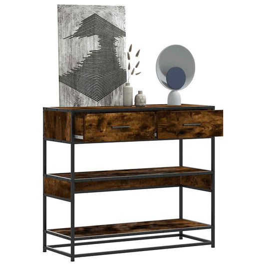 Console table, smoked oak, 90x35x80 cm, processed wood