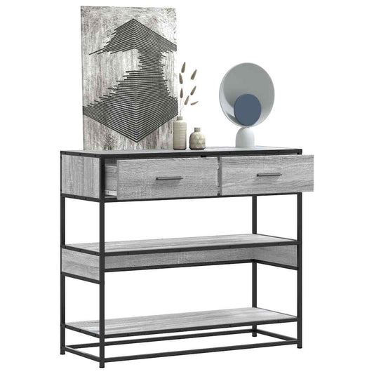 Console table, sonoma grey, 90x35x80 cm, processed wood