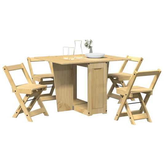 Corona butterfly furniture set, foldable 5 pieces, brown pine wood