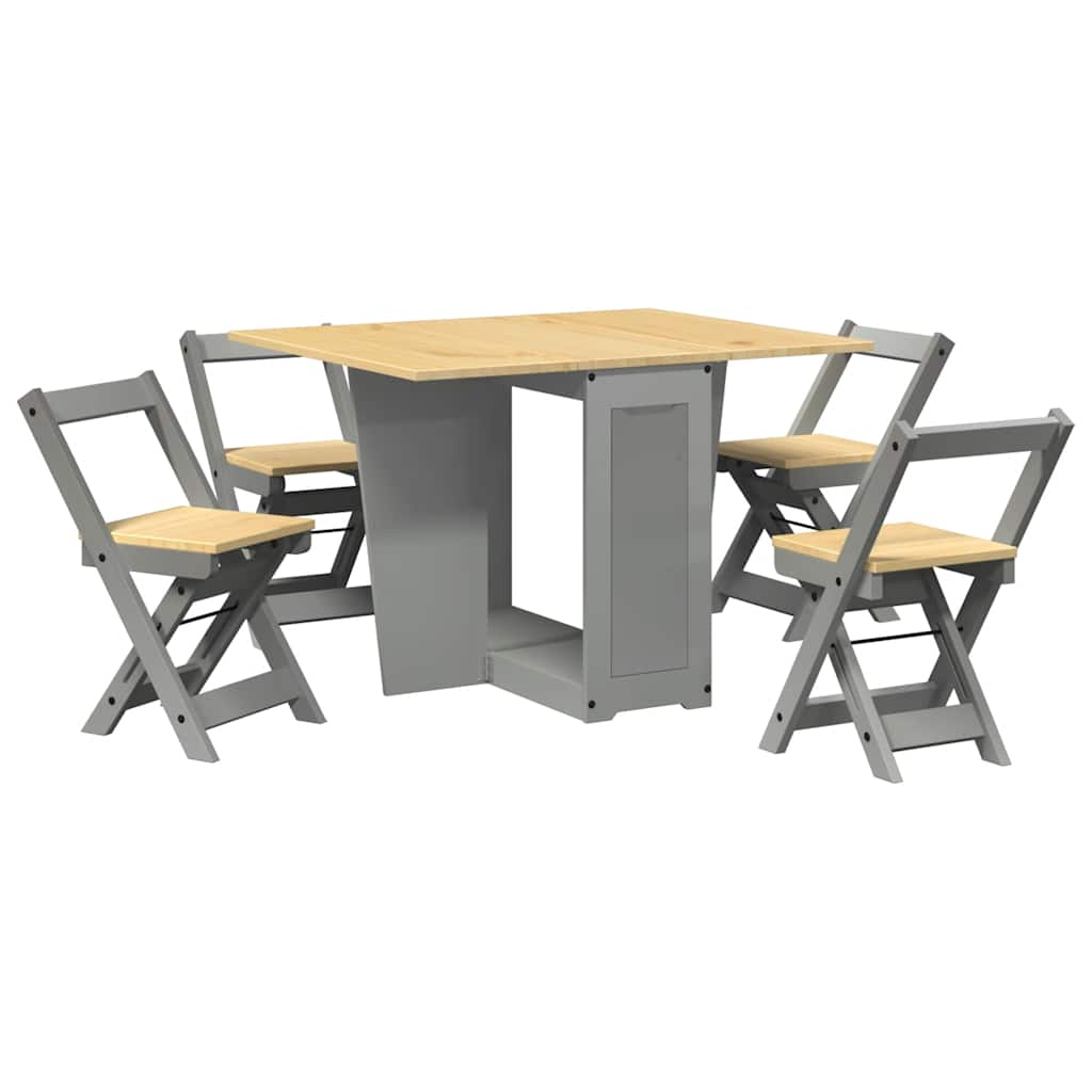 Corona butterfly furniture set, foldable 5 pieces, gray pine wood