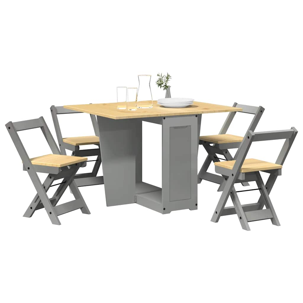 Corona butterfly furniture set, foldable 5 pieces, gray pine wood