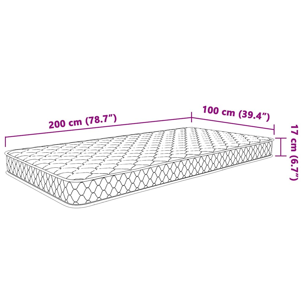 Memory foam mattress, white, 100x200x17 cm