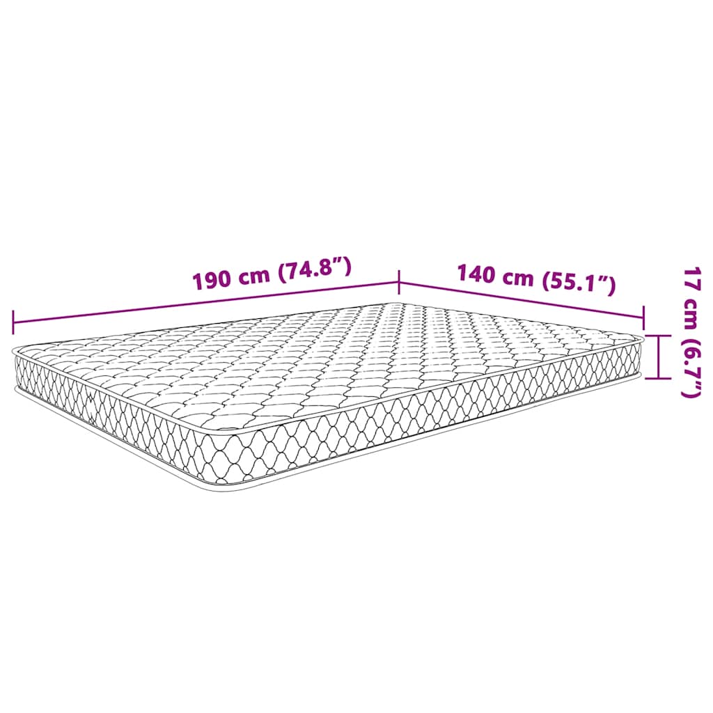 Memory foam mattress, white, 140x190x17 cm