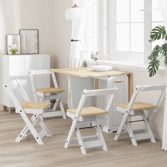 Folding chairs "Corona", 4 pcs, white, solid pine wood