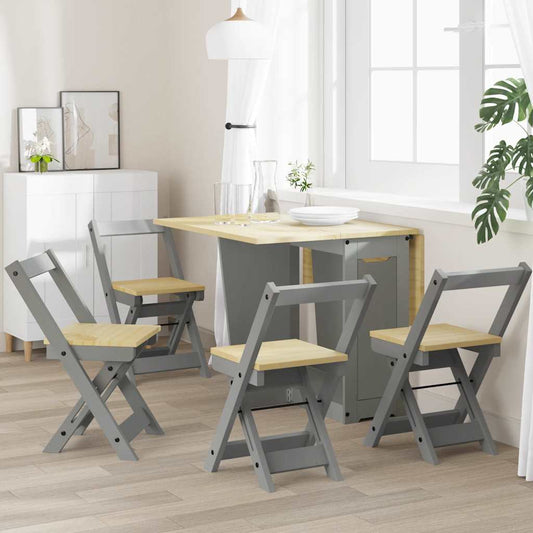 Folding chairs "Corona", 4 pcs, gray, solid pine wood