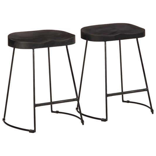 Bar stools 2 pcs Black 46x38x52 cm solid mango wood