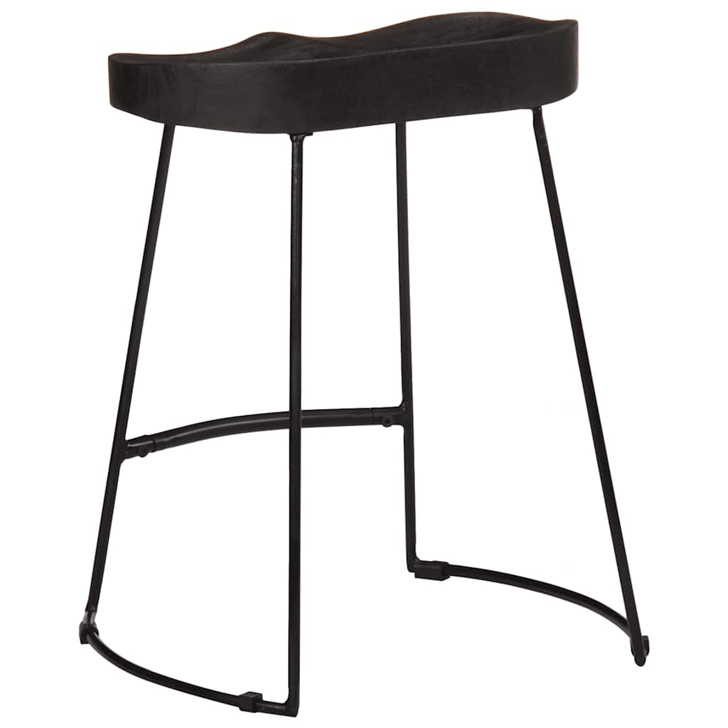 Bar stools 2 pcs Black 46x38x52 cm solid mango wood