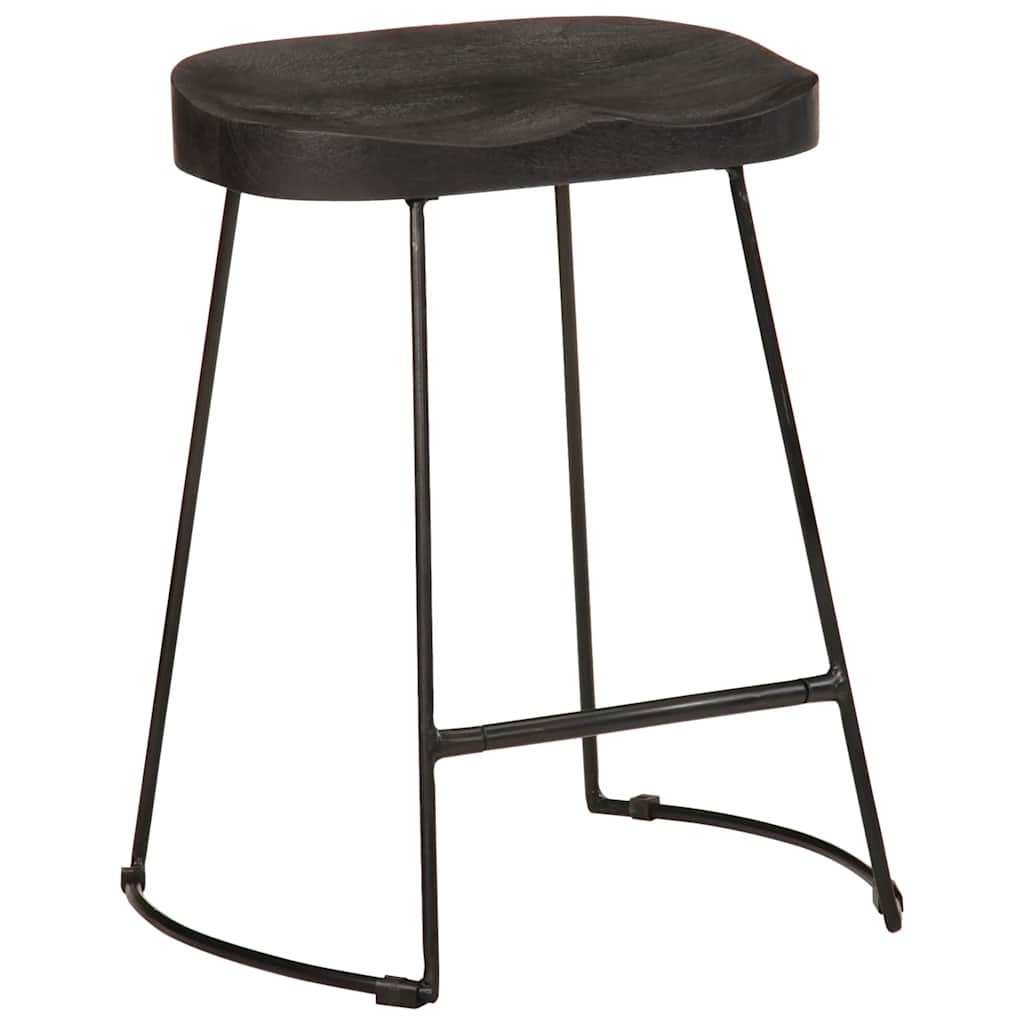 Bar stools 2 pcs Black 46x38x52 cm solid mango wood