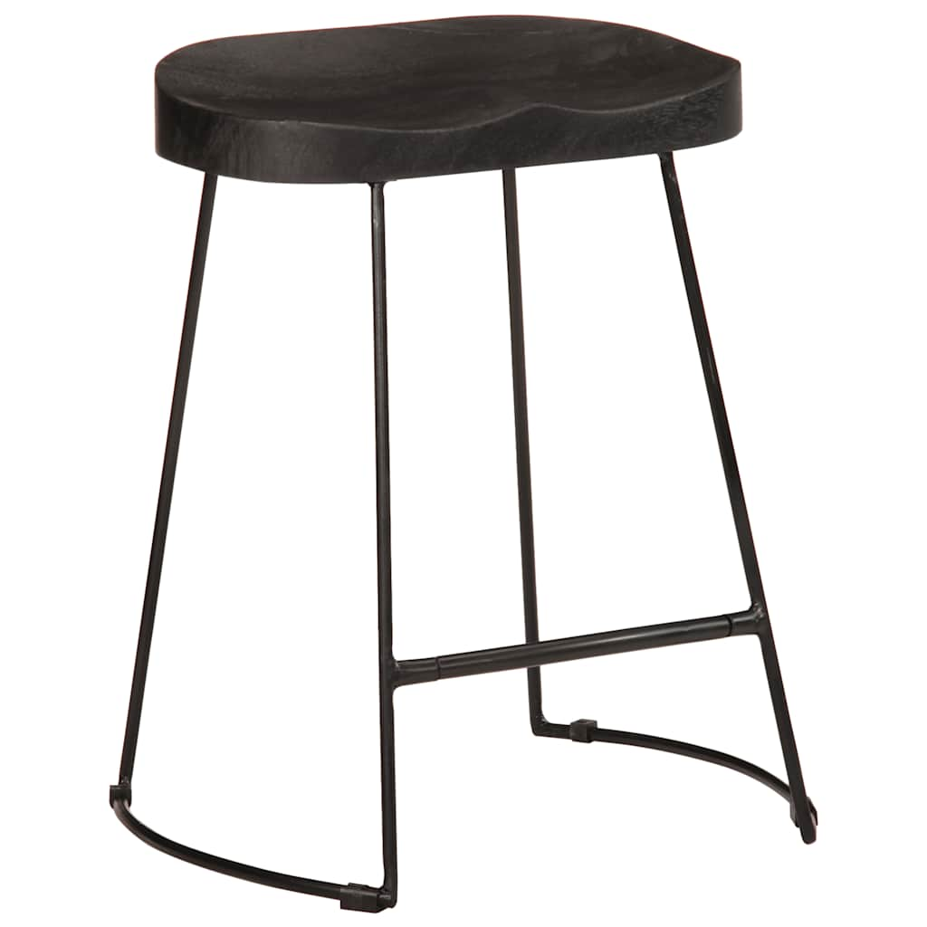 Bar stools 2 pcs Black 46x38x52 cm solid mango wood