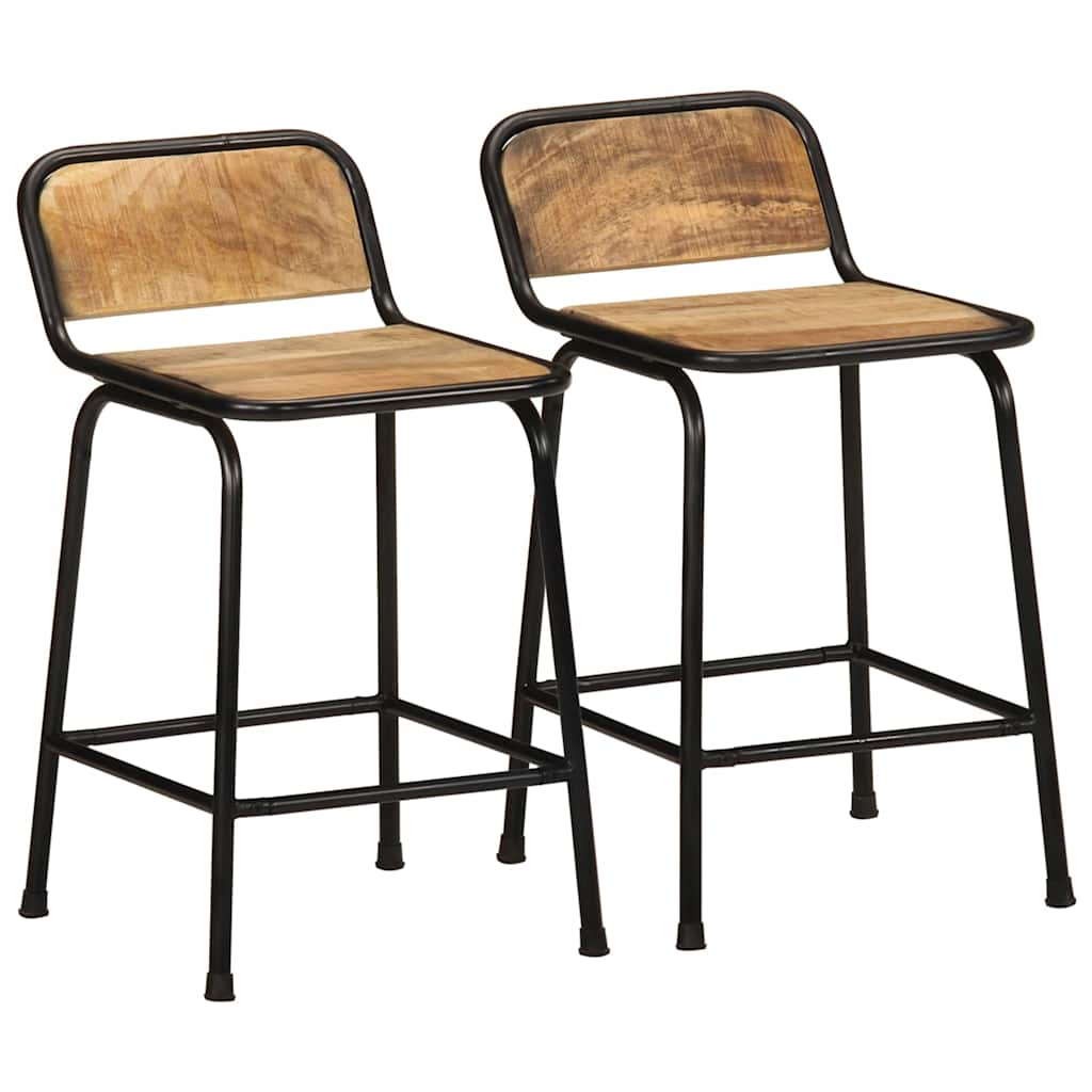 Bar stools 2 pcs 46x35.5x70 cm Solid raw mango wood