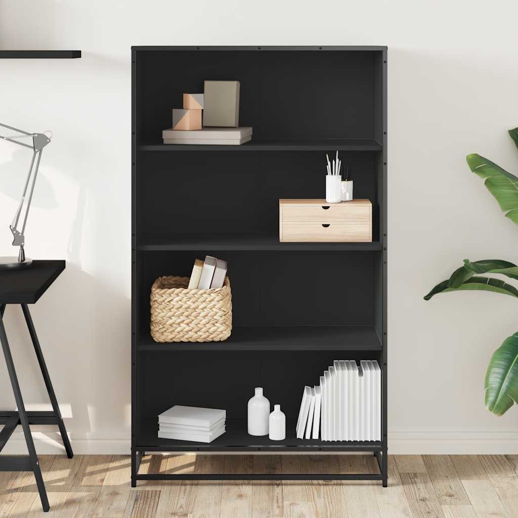 Bookcase, black, 80.5x35x139 cm, processed wood