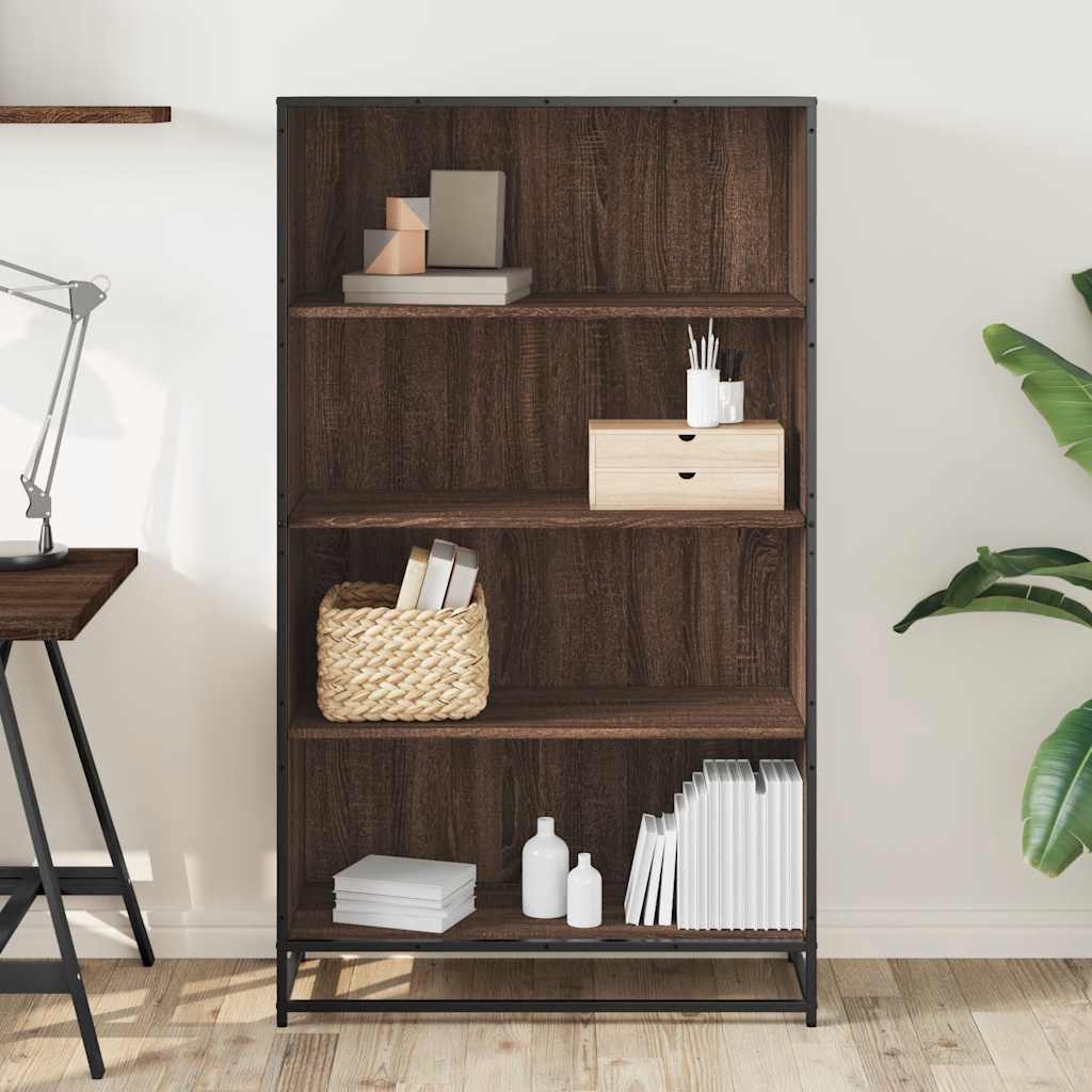 Bookcase, brown oak, 80.5x35x139 cm, processed wood