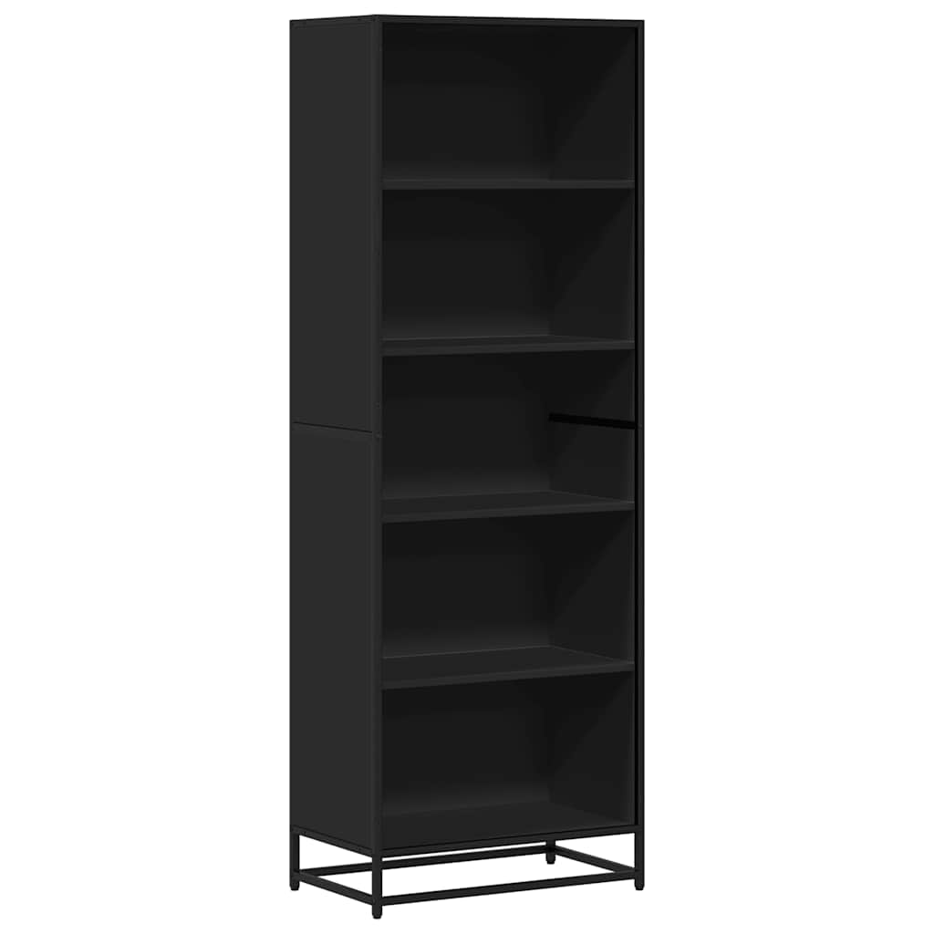 Bibliotecă, negru, 60x35x170,5 cm, lemn prelucrat