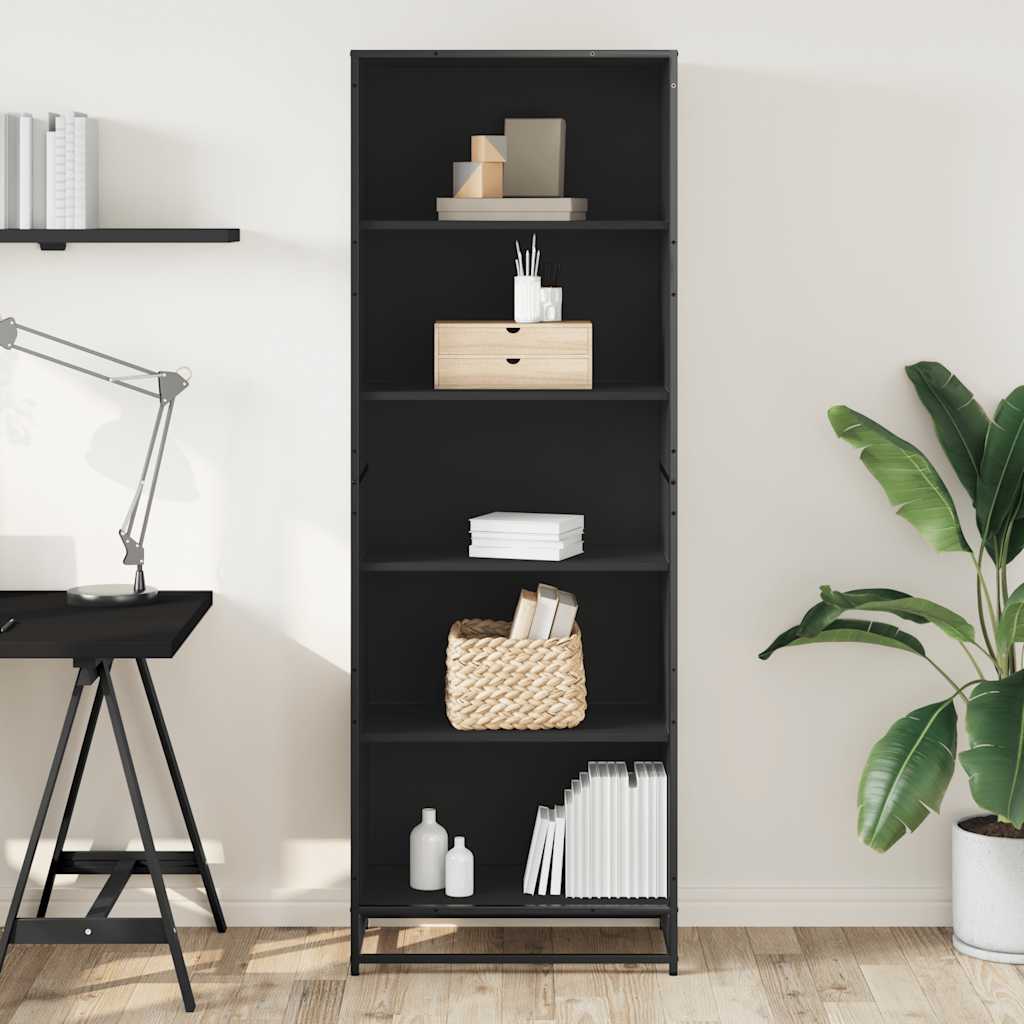 Bookcase, black, 60x35x170.5 cm, processed wood