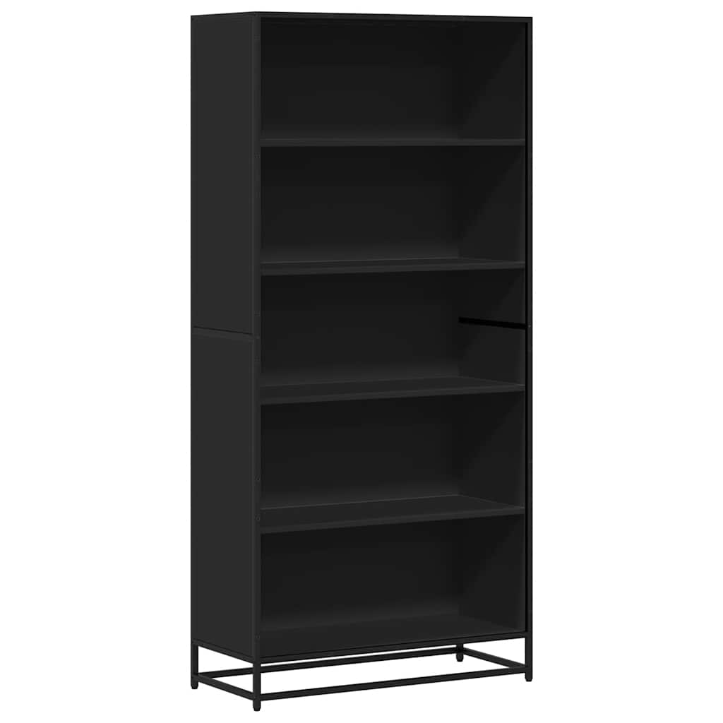 Bibliotecă, negru, 80,5x35x170,5 cm, lemn prelucrat