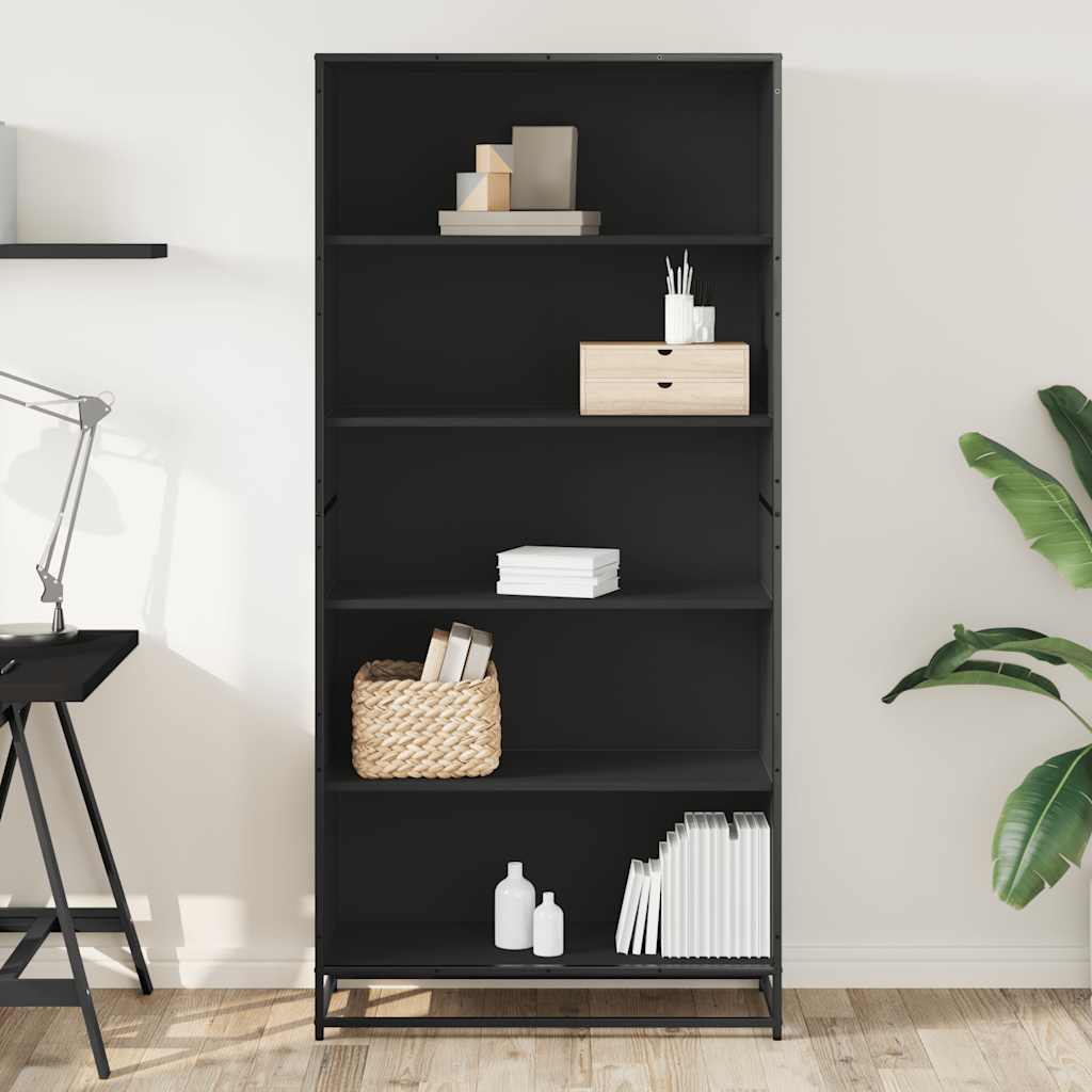 Bookcase, black, 80.5x35x170.5 cm, processed wood