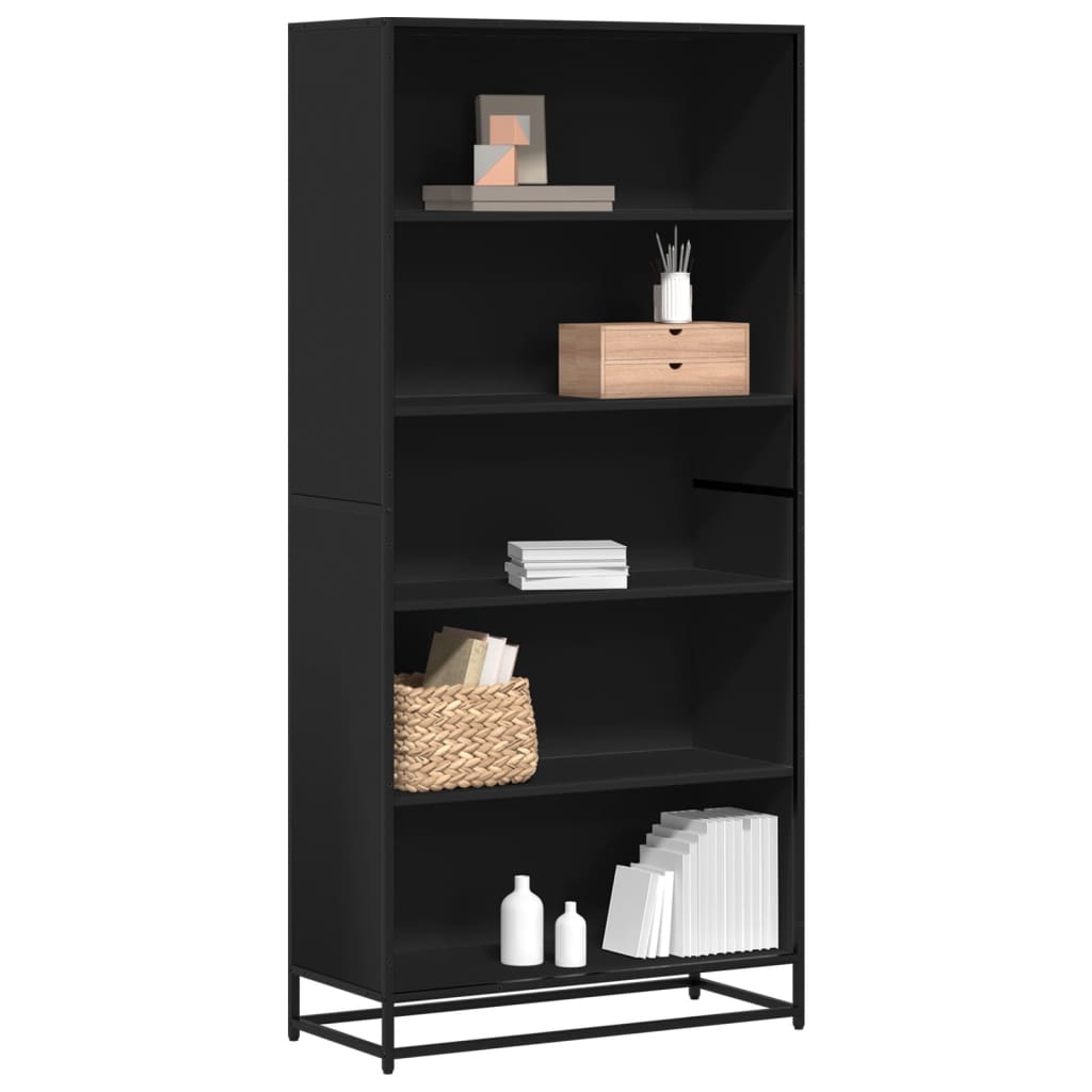 Bookcase, black, 80.5x35x170.5 cm, processed wood