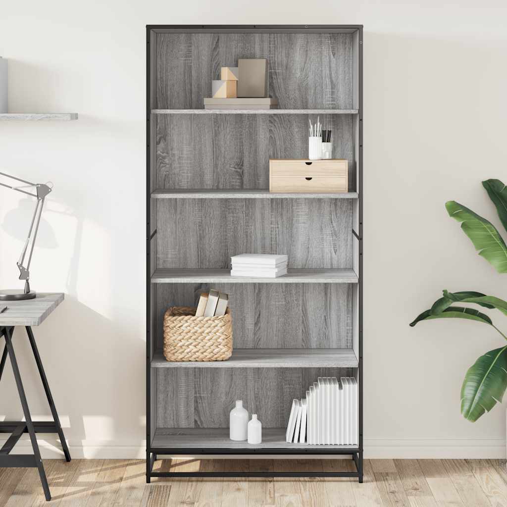 Bookcase, sonoma grey, 80.5x35x170.5 cm, engineered wood