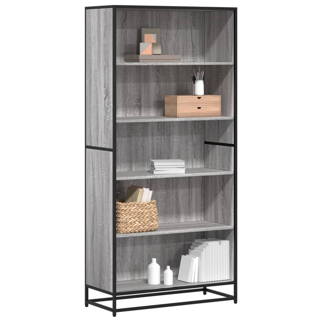 Bookcase, sonoma grey, 80.5x35x170.5 cm, engineered wood