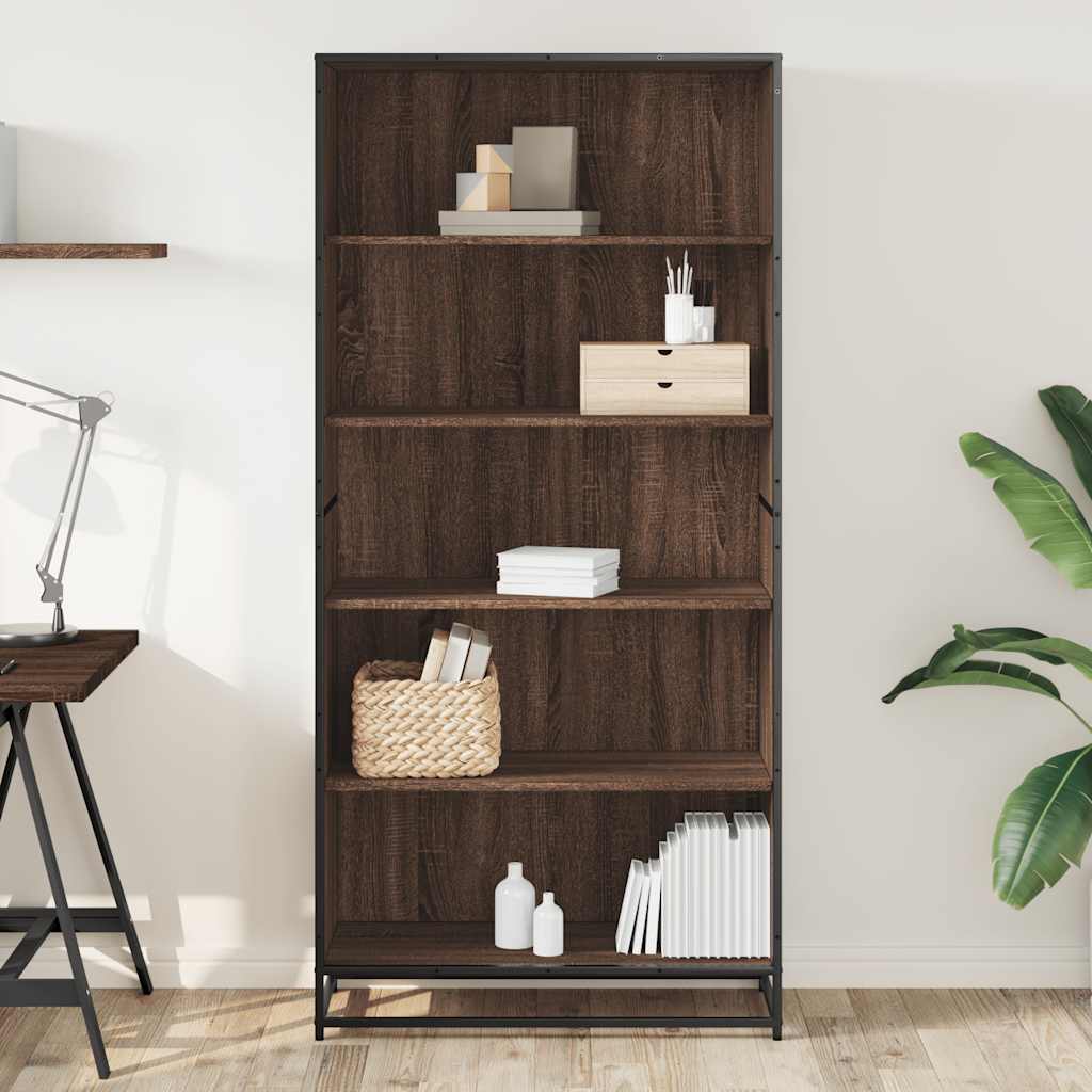 Bookcase, brown oak, 80.5x35x170.5 cm, processed wood