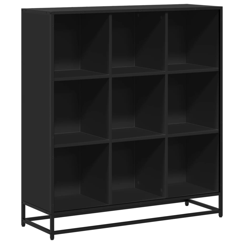 Bibliotecă, negru, 97,5x33x107,5 cm, lemn prelucrat și metal