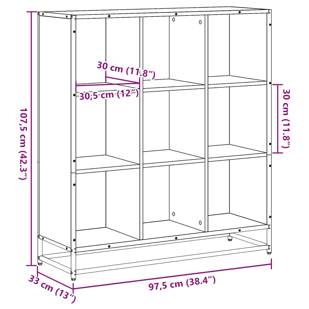 Bookcase, black, 97.5x33x107.5 cm, processed wood and metal