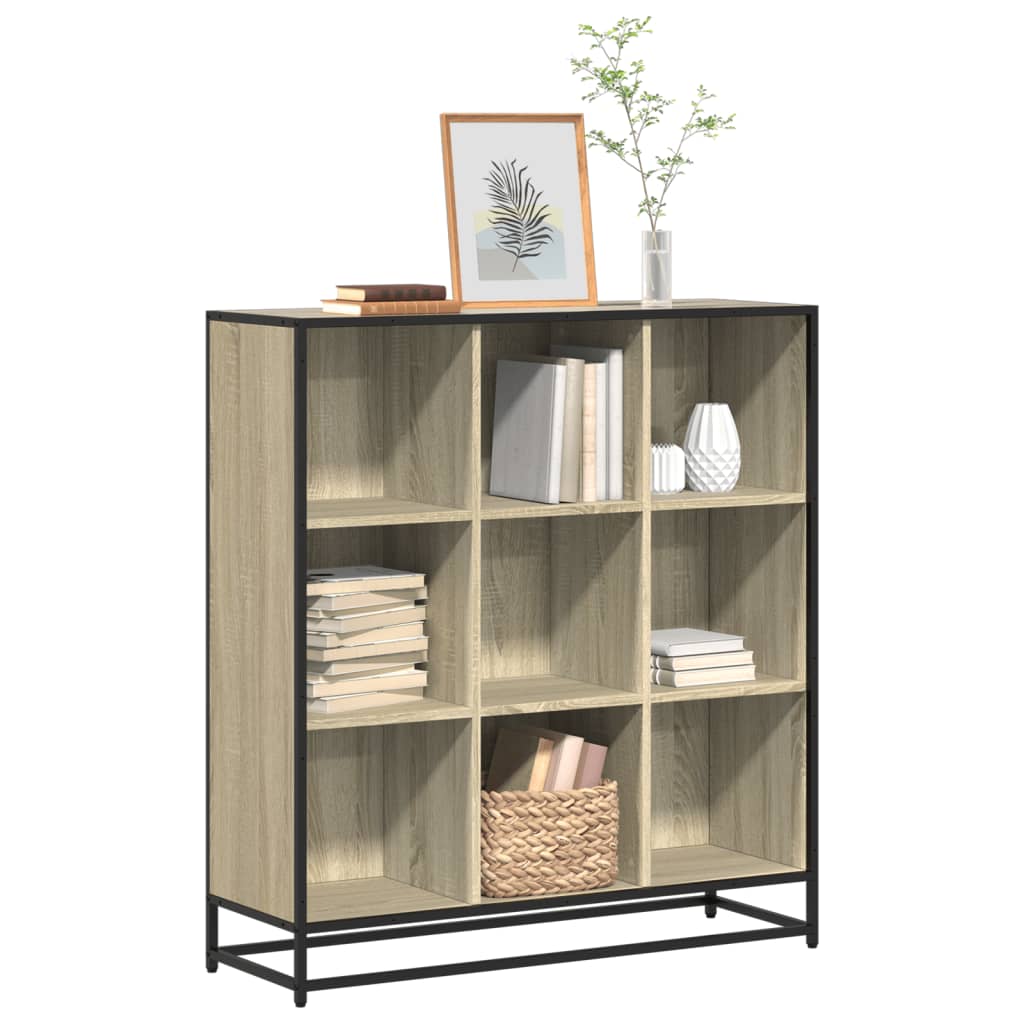 Sonoma oak bookcase 97.5x33x107.5 cm, processed wood/metal