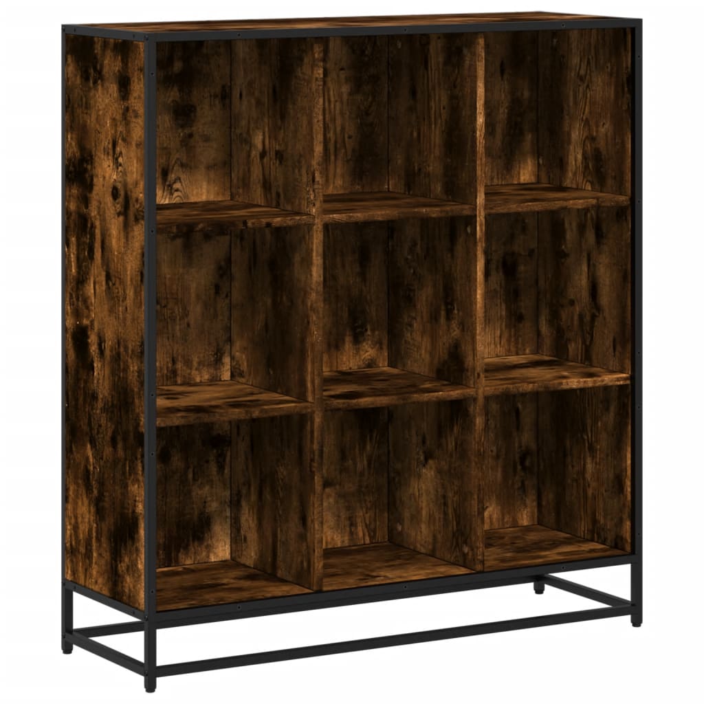 Bookcase smoky oak 97.5x33x107.5 cm processed wood/metal