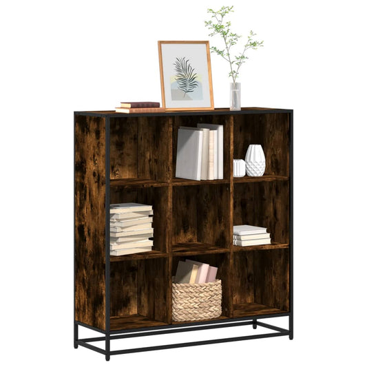 Bookcase smoky oak 97.5x33x107.5 cm processed wood/metal