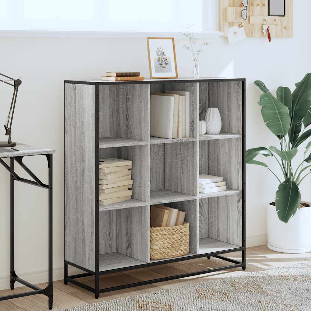 Bookcase, sonoma grey, 97.5x33x107.5 cm, engineered wood/metal